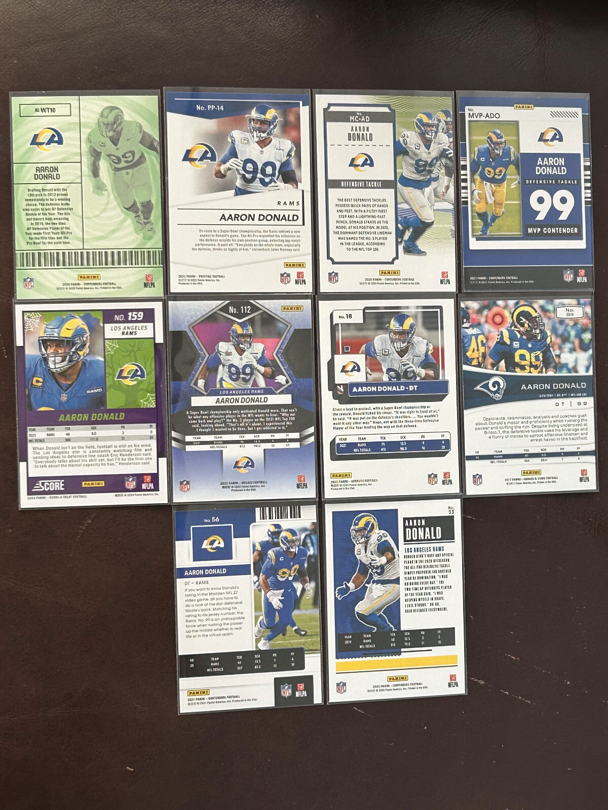 Aaron Donald Los Angeles Rams Football Trading Cards Set - 10 Cards Collection