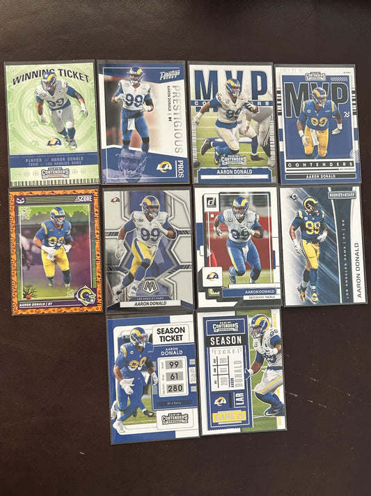 Aaron Donald Los Angeles Rams Football Trading Cards Set - 10 Cards Collection